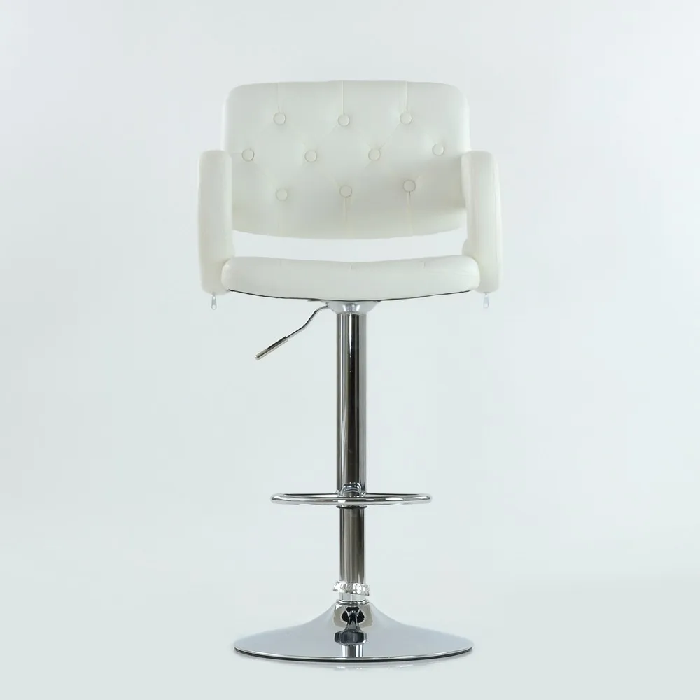 94537 Barneo N-135 эко-кожа кухонный белый стул высокий стул барный стул с мягким сиденьем на газ-лифте мебель для кухни кресло для нейл-бара стул для барной стойки в Казахстан по России
