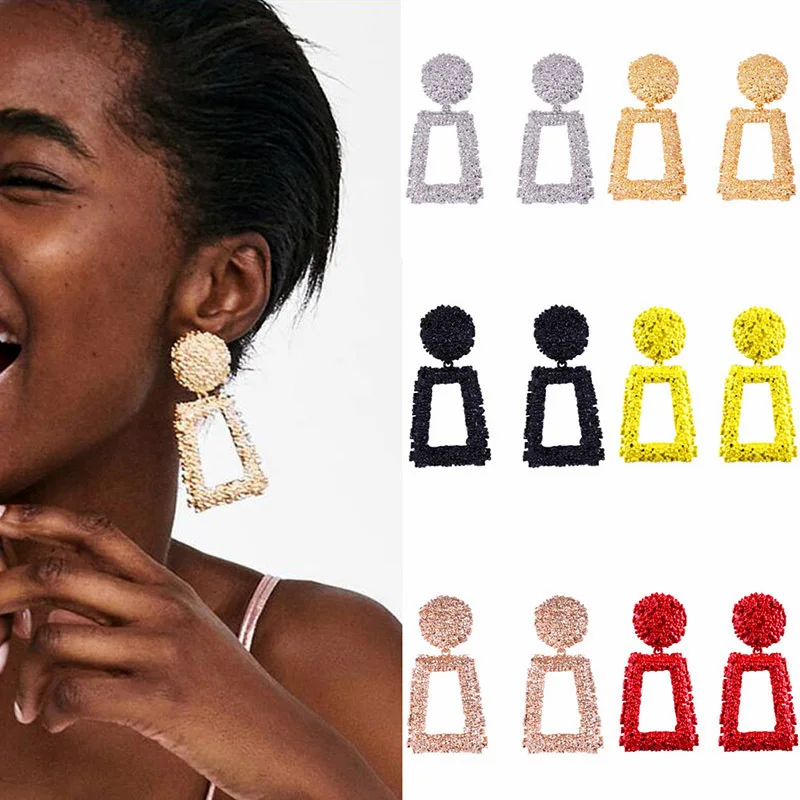 

Big Z* Brincos Femme Statement Metal Punk Gold Silver Dangle Earrings for Women Fashion Jewelry Geometric Oversiz Earing 6 Color