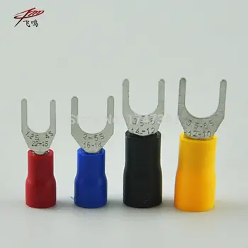 

SV1.25-5 Furcate Fork Spade 22~16AWG Wire Crimp pressed terminals Cable Wire Connector 1000PCS/Pack SV1-5 SV