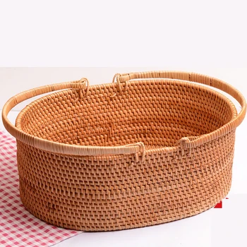

Autumn rattan hand-made rattan fruit basket living room home portable storage basket