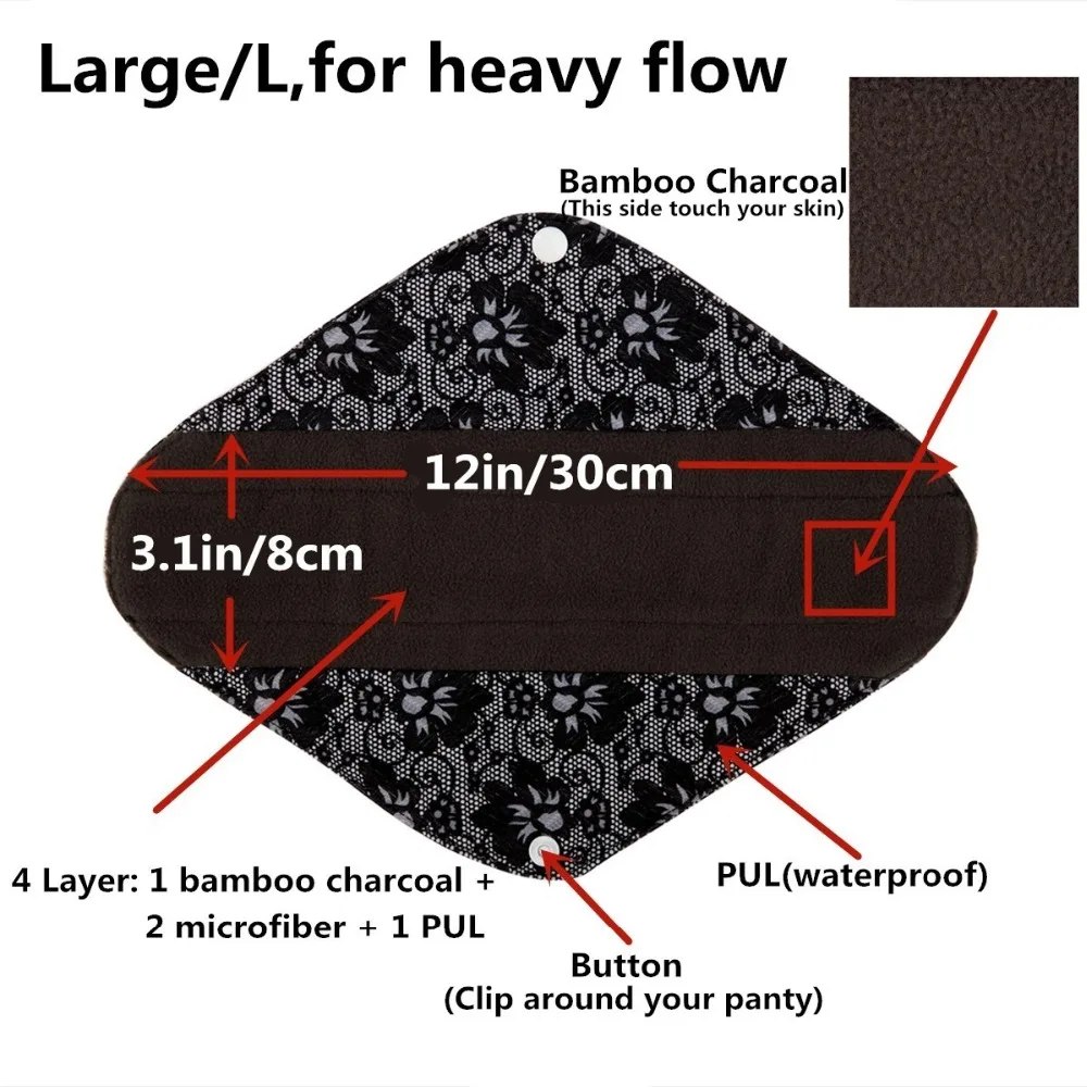 [Sigzagor] s m l тканевая менструальная прокладка Mama Ткань санитарный бамбуковый уголь многоразовая моющаяся прокладка для трусов Обычная Тяжелая