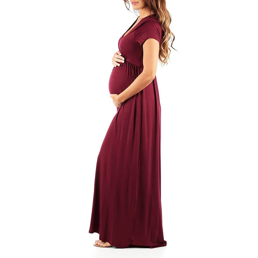 MUQGEW Элегантное платье для Для женщин летние беременных Для женщин s беременность и кормление платье одноцветное длинное платье для беременных femme enceinte# y2