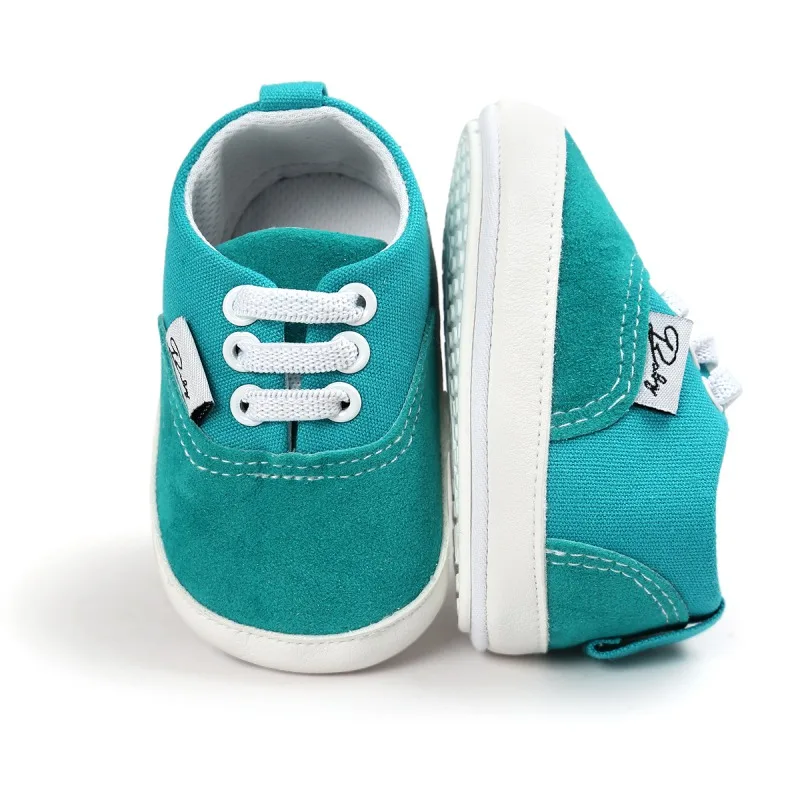 Сезон весна-осень; мягкие хлопковые нескользящие кроссовки для новорожденных девочек и мальчиков; Повседневные Удобные однотонные кроссовки; обувь для первых шагов - Цвет: GreenA