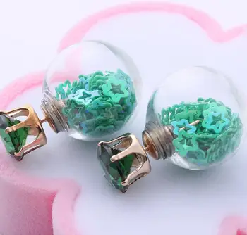 

Zircon Bijoux Fashion New Glass Double Pearl Stud Earrings Glass Bubble For Women