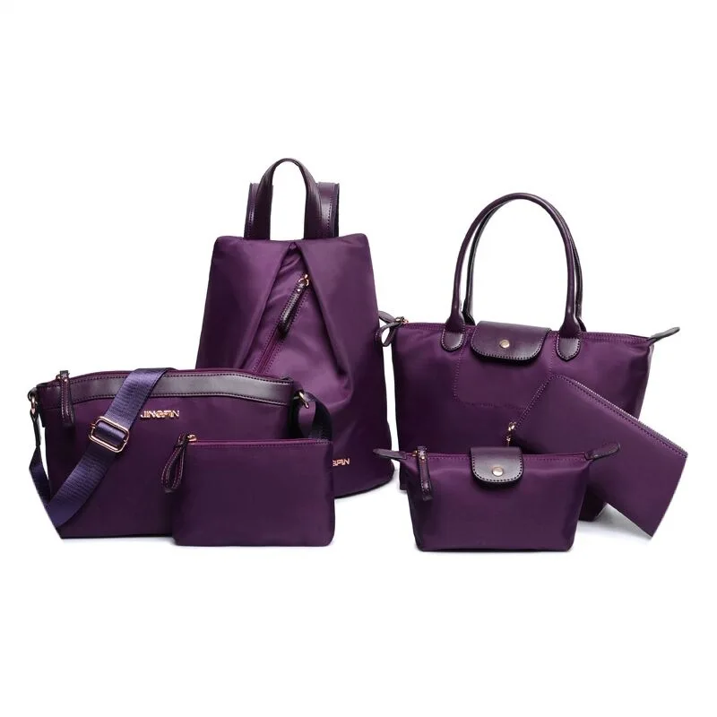 

6pcs Women Bag Set Oxford Waterproof Handbags Casual Totes Brand Designer Crossbody Bag Shoulder Messenger Bag Purse Clutch