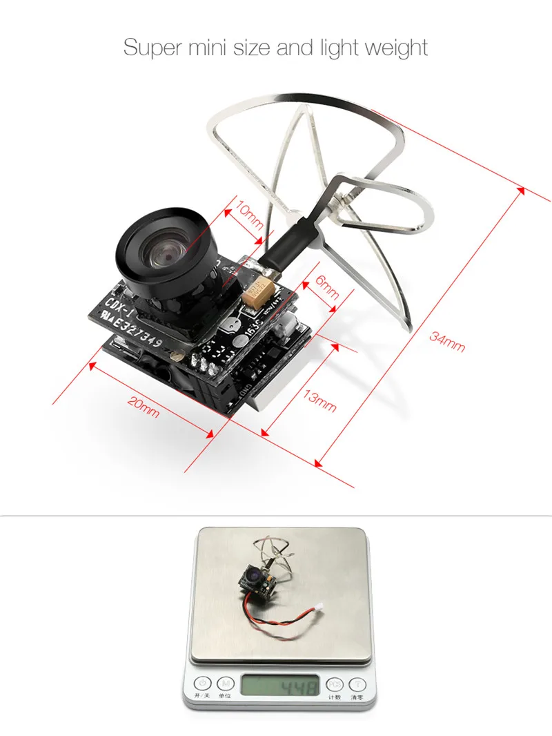 Eachine TX01 супер мини AIO 5,8G 40CH 25MW VTX 600TVL 1/4 Cmos FPV камера только 4,48g