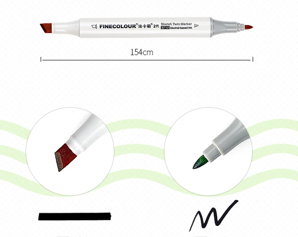 Finecolour профессиональный Перманентный маркер для рисования на спиртовой основе с кляксами для Manga маркер для рисования 24/36/48/60/72 маркер для рисования набор