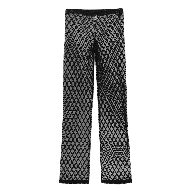 Sexy Mans Transparent Long Pants Breathable Thin Mesh Pajamas Trousers Pajamas Pants Nightwear Underwear Male Sleep Bottoms