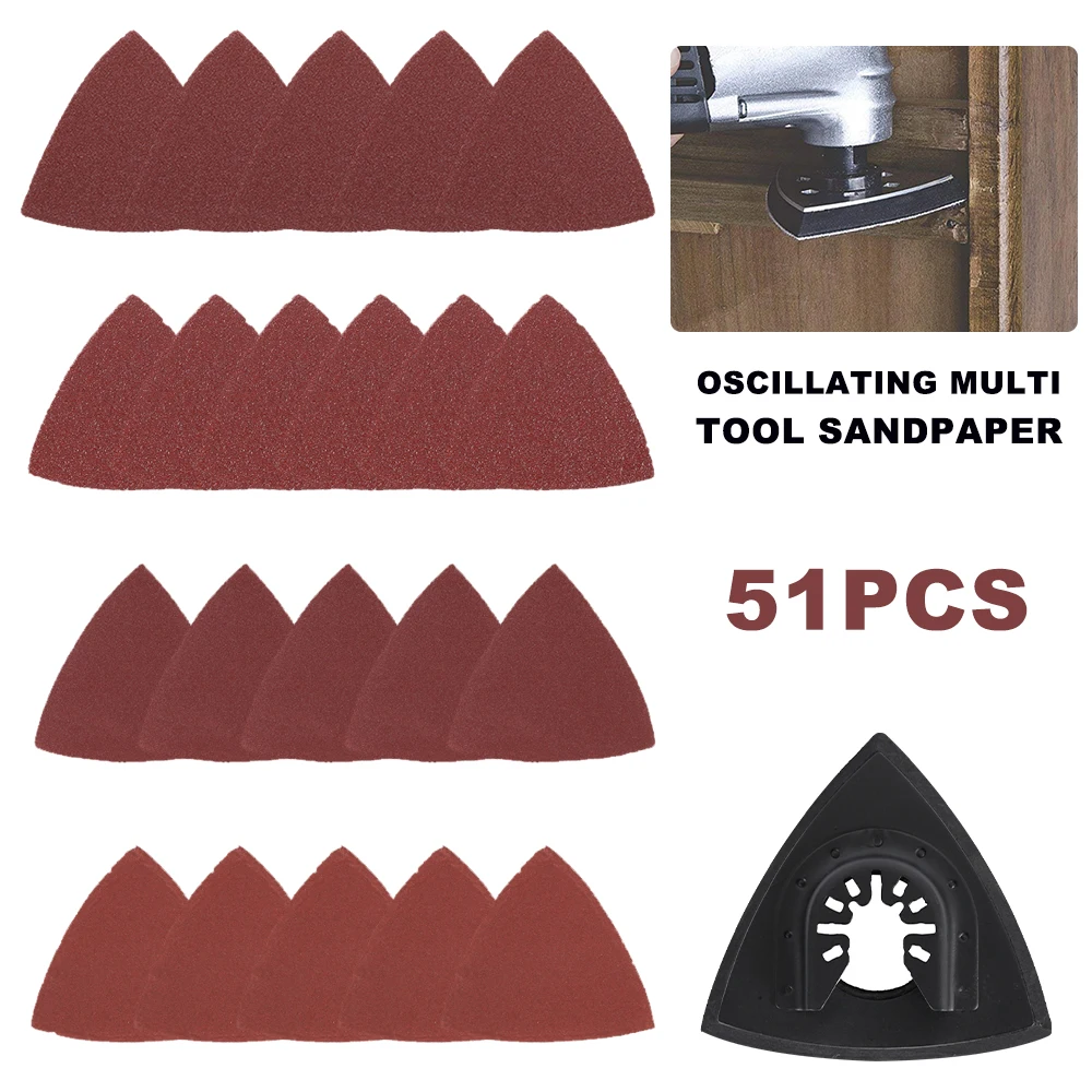 

51Pcs Sanding Paper Sander Sheet+Finger Sanding Pad Oscillating Multi-tool for Multimaster Dremel Renovator Power Tools
