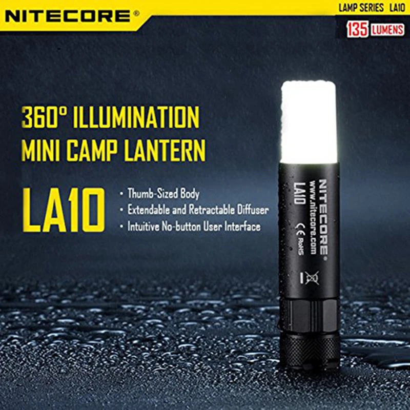 Nitecore LA10 CRI 135 lumens Mini EDC Camping Nichia XP-G2 S3 LED Flashlight 1 x AA Battery For Gear Outdoor Camping(3 color)