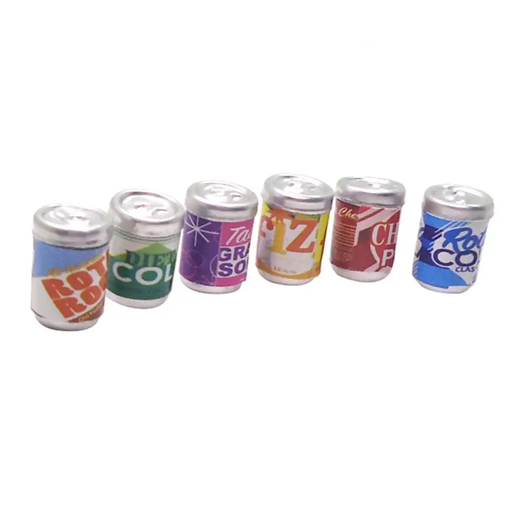 Handmade Miniature Foods Groceries Model Soft Drink Juice Beer Bottles For 1/12 Dolls House Dining Room Accessories 6 Pieces