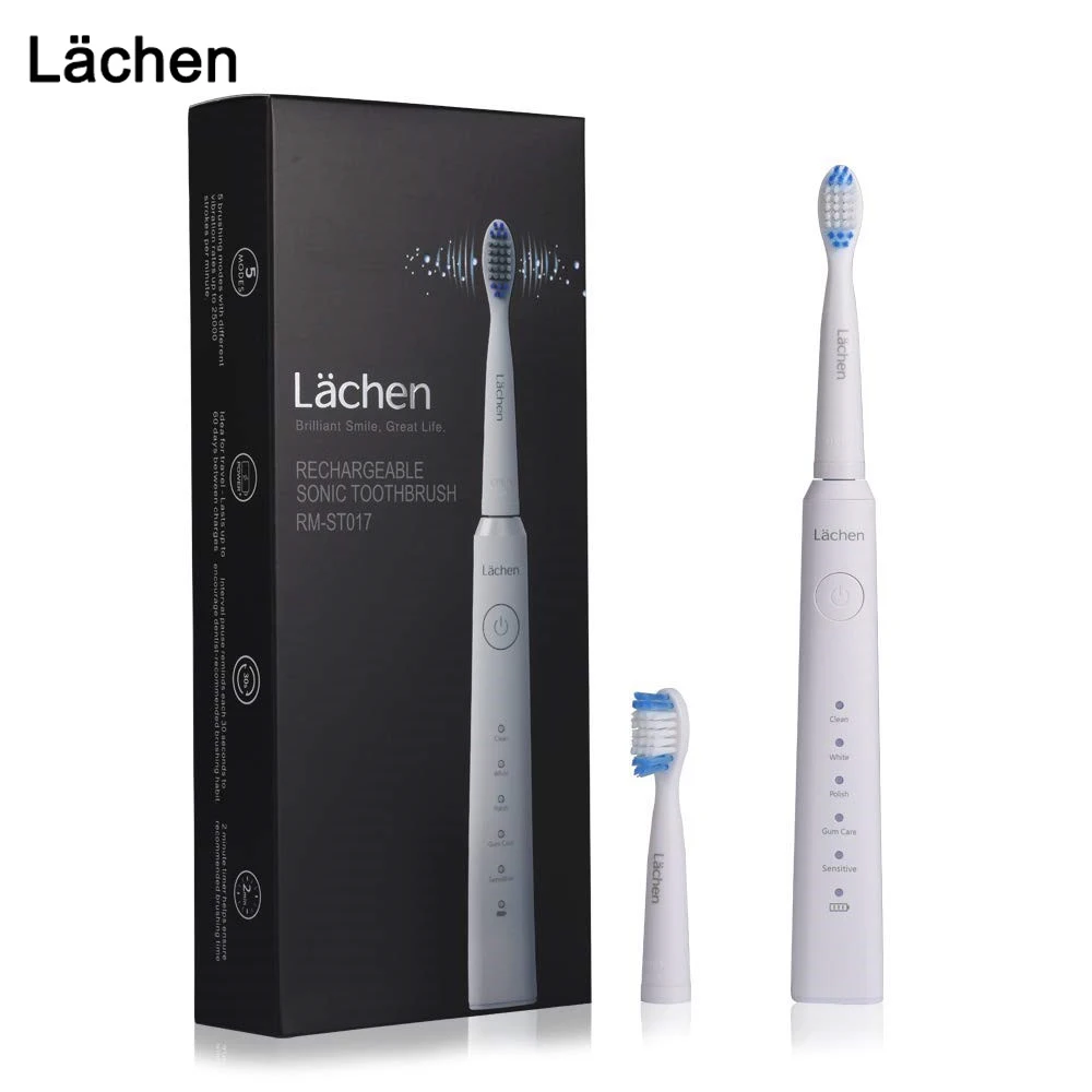 

Lächen ST017 Electric Toothbrush Sonic toothbrush with 2 brush heads and timer 5 modes USB charging 60 days battery life