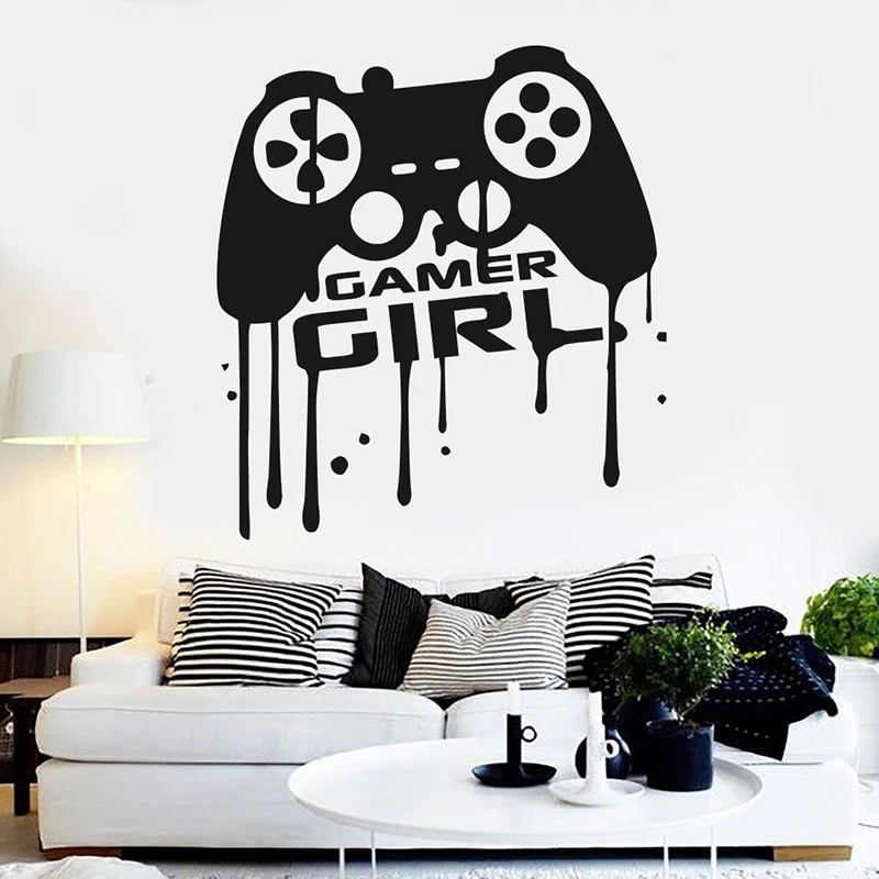 

Gamer Girl wall decal Eat Sleep Game Personalised Controller video game Custom For Kids Bedroom Vinyl Wall Art Decals A11-001