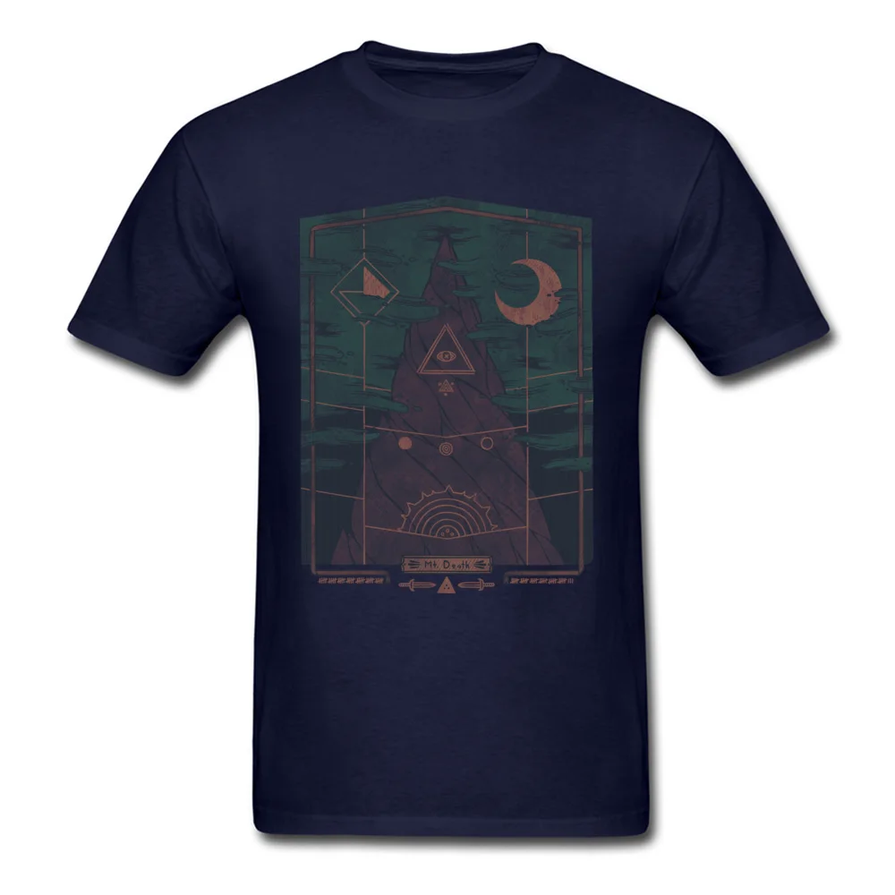 Mount Death T-Shirt Short Sleeve Family Men's Thanksgiving Day Tops Shirt Printed On T Shirt Round Collar 100% Cotton Fabric Mount Death navy