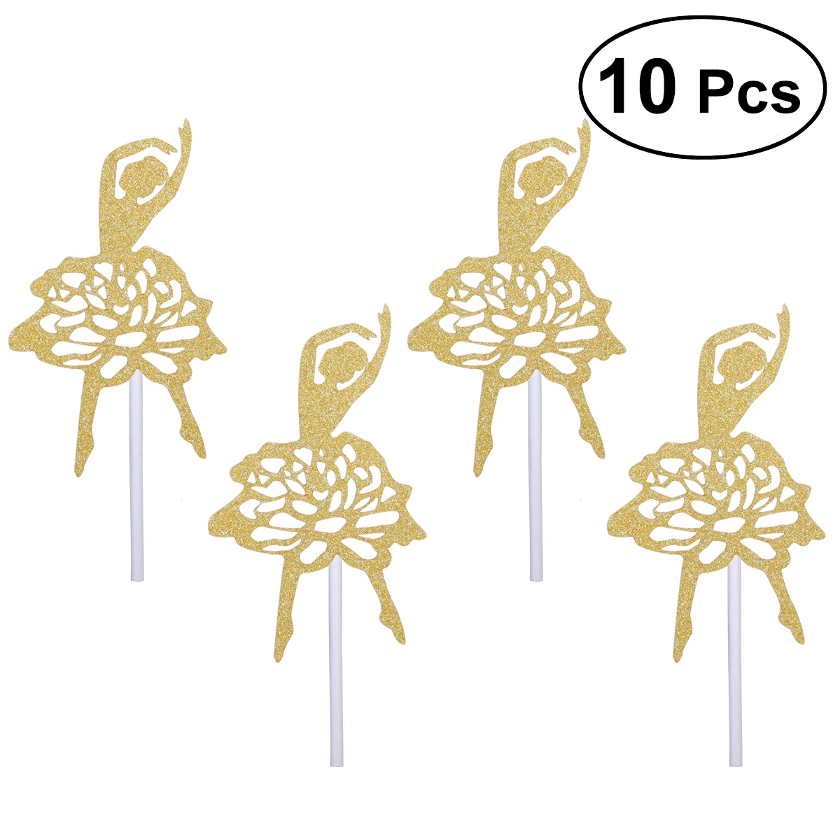 

10pcs Glitter Mini Rose Ballet Girl Cake Topper Picks Cupcake Toppers Cake Decorations For Birthday Wedding Holiday Party Favors