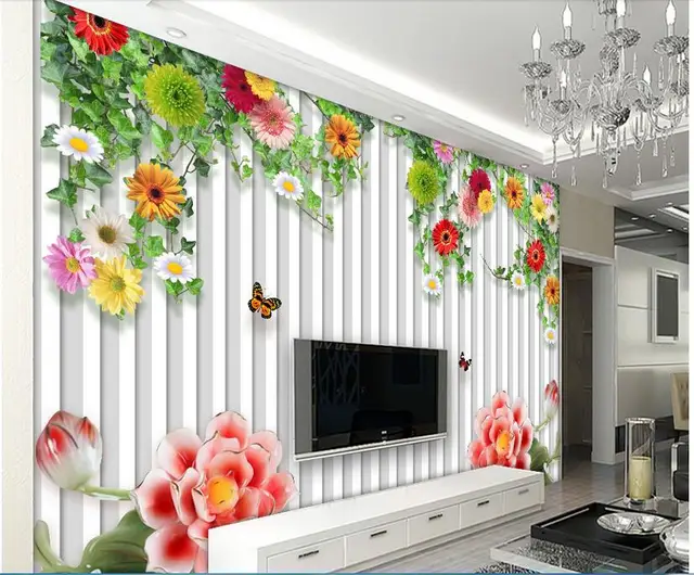 Online Custom Photo Wallpaper Non Woven Mural Rattan Garden Image
