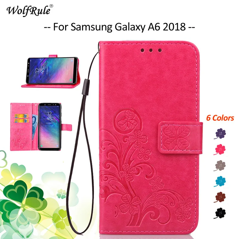 Для подходящих чехлов Samsung Galaxy A6 2018 Чехол Флип PU кошелек бампер чехол для телефона