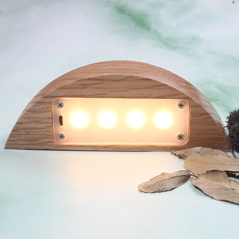 Деревянный трехскоростной Регулируемый Креативный светодиодный ночник с Usb зарядкой спальня Новинка лампа странный глаз настольная лампа - Цвет: wood-B