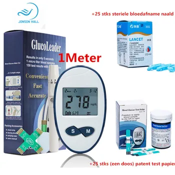 

JONSON HALL Bloedglucosemeter & 25 stks Bloedglucoseteststroken Voor Diabetici Test Gezondheid Glucometer Blood Sugar Monitor