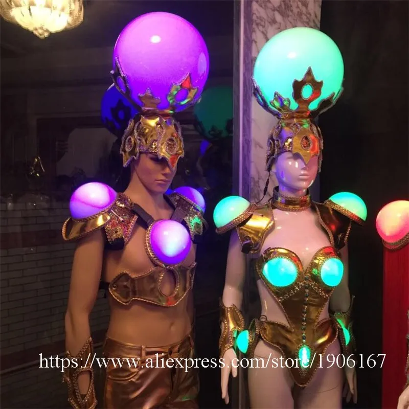 Led luminous colorful ballroom costume party dress5