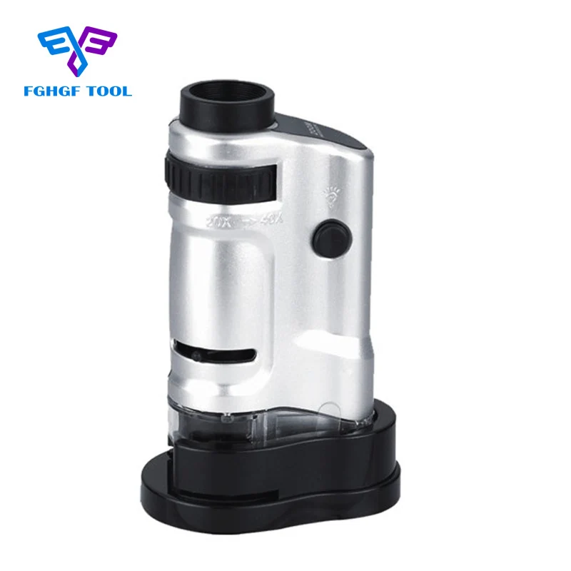 

20x-40x Zoom LED Illuminated Mini Magnifier Pocket Microscope with Scale and Base MG10081-8