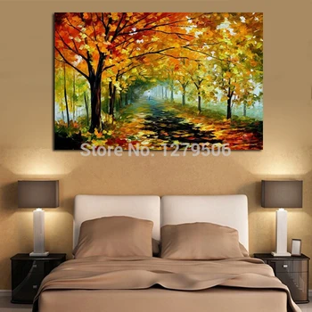 

Handpainted Winter forest Tree Street Modern Abstract Oil Paintings On Canvas Home Decoration Wall Art Pictures For Living Room