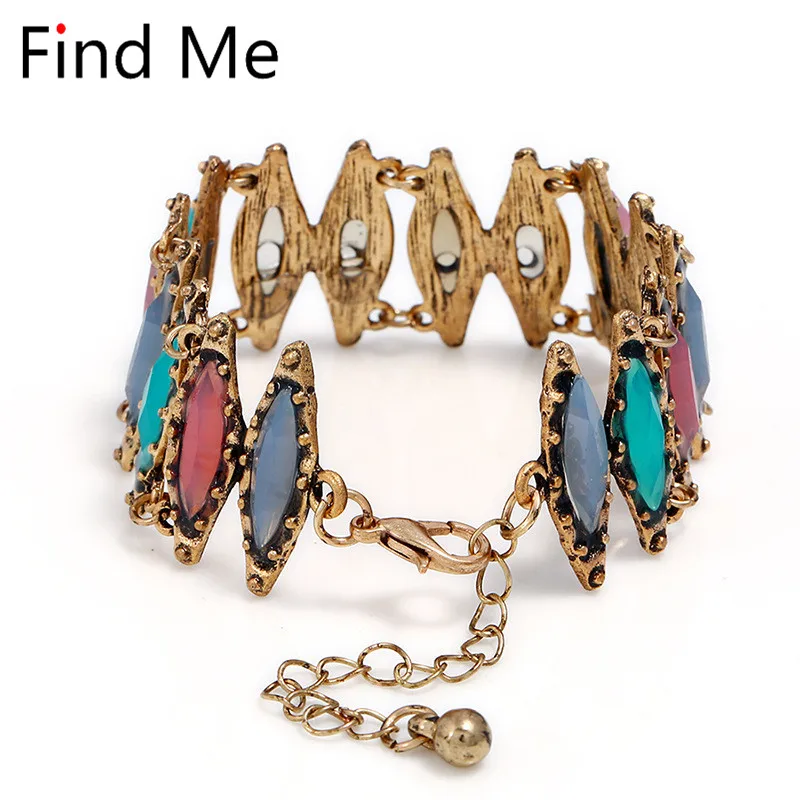 Женский винтажный браслет с мозаикой Find Me ажурный цепочка крупными бусинами и