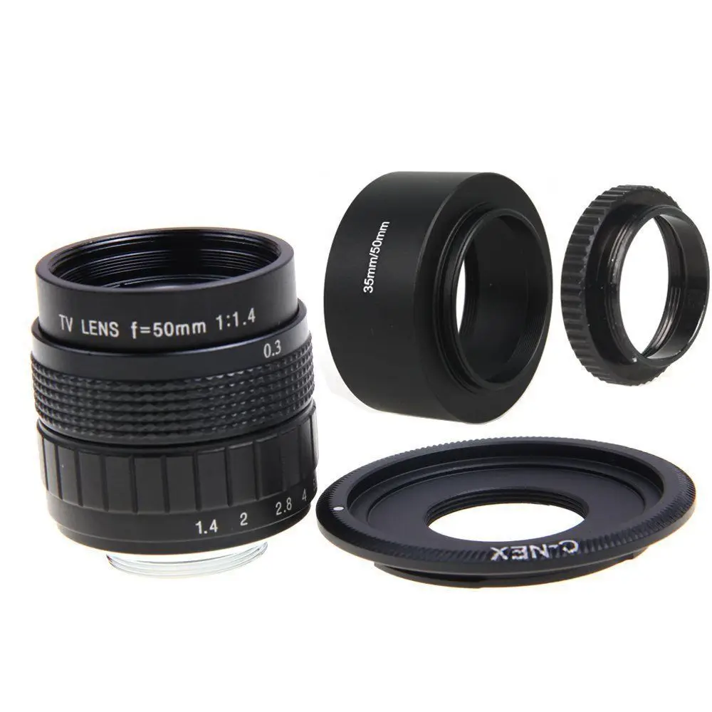 Фуцзянь 50 мм f/1 4 C Mount CCTV f1.4 Lens + Hood kit для SONY NEX-6 NEX-5R NEX-F3 NEX-7 NEX-5N NEX-C3 Φ A6000 A5000 |