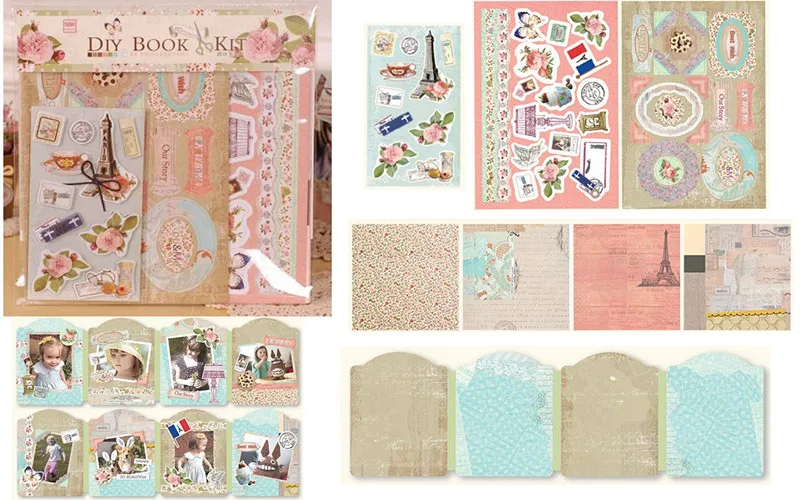 DIY Book kit Mini Photo Album Making Kit For Kids,Vintage Folding