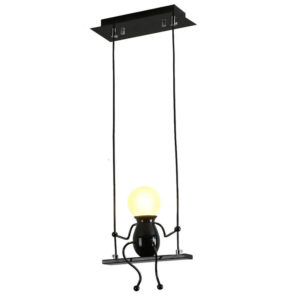 Креативный светодиодный подвесной светильник, современный железный подвесной светильник для маленьких людей, мультяшный металлический кукольный Регулируемый подвесной светильник