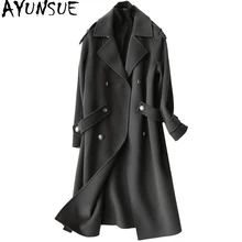 AYUNSUE, модное шерстяное пальто для женщин, Осень-зима, Длинные куртки, женские тренчи, женская одежда, casaco feminino 37105
