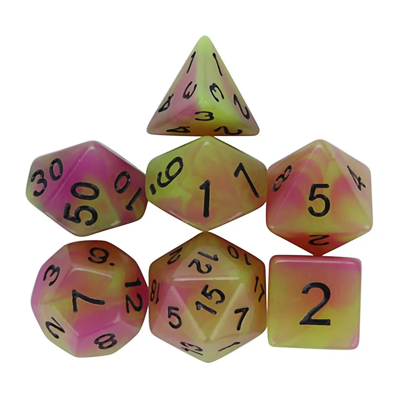 7pcs dice Luminous Digital Dice For TRPG Game Dungeons & Dragons Polyhedral D4-D20 Multi Sided Acrylic Dice #2h07 (3) - 