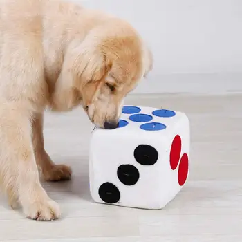 

Pet Dog Plush Dice Toy Food Dispenser Treat Puzzle for Puppy Dog Intellegent Training Toy Food Leaking Playing Plush Dice