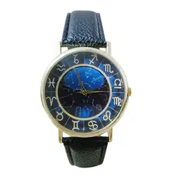 Для женщин Для мужчин символ темно-синий циферблат Искусственная кожа Группа Аналоговые кварцевые наручные часы