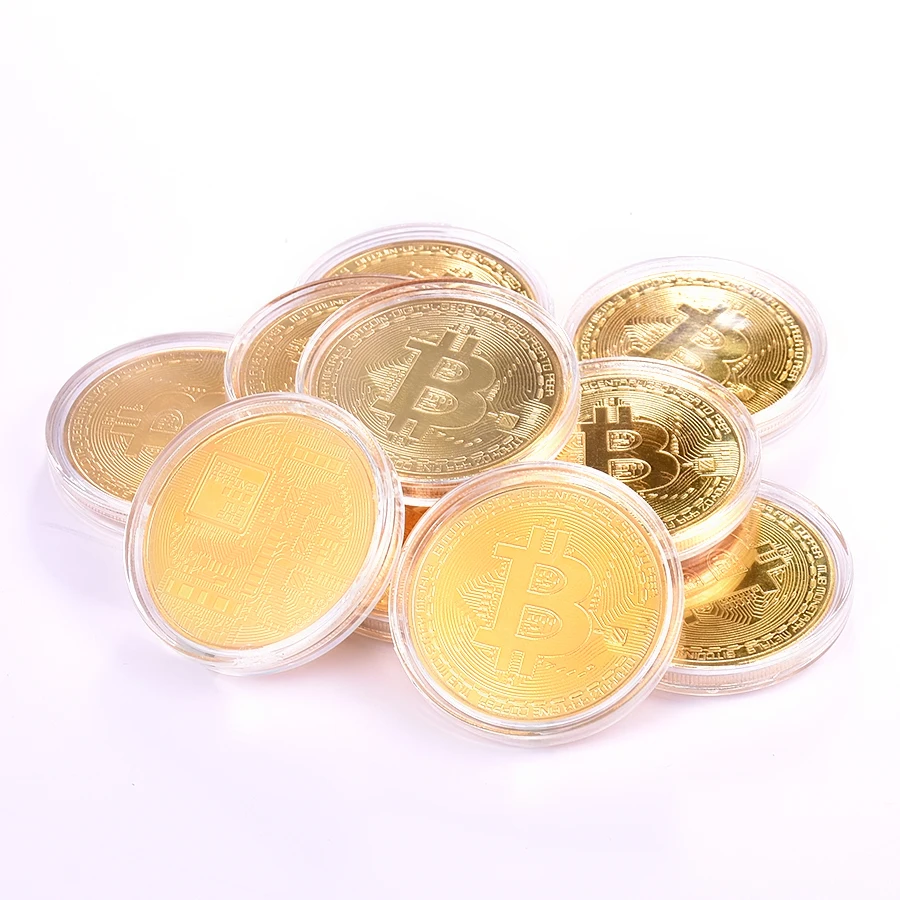Commemorative Gold Coin 10-Pack Physical Bitcoin Commemorative Coins - 24K  Gold Plated, Steel, Collectible Gift Btc Coin