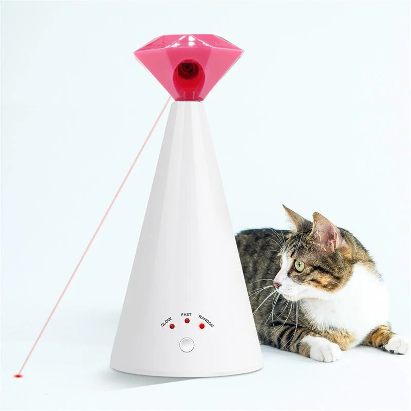 

Diamond Laser Cat Toy Electric Pet Toy Diamond Shaped Interactive Cat Laser Adjustable 3 Speeds Pet Laser Pointer (Pink/Green)