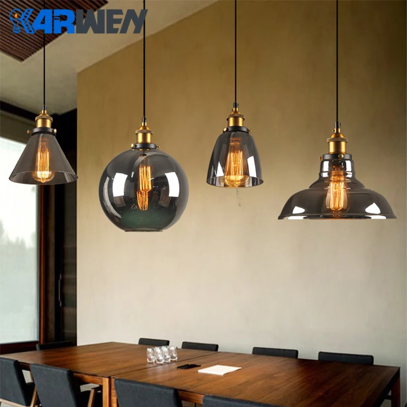 

KARWEN Vintage Pendant Lights Glass Lamp Loft Nordic Hang Lamp Loft Kitchen Dining Pendant Dinning Room Bedroom Kitchen E27