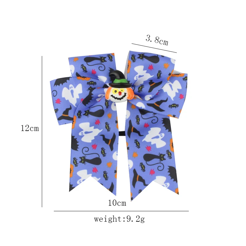 Fashion Cute Printed Cheer Bow for Girls Grosgrain Ribbon Large Hair Bow With Elastic For Girls Hair Accessories (3)