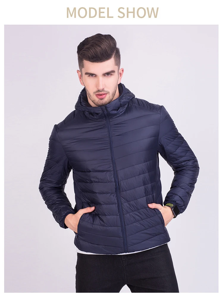 Mens Fashion Winter Jackets Ultra Light Windproof 90% White Duck Down Coats Casual Autumn Portable Puffer Jackets Warm Parkas