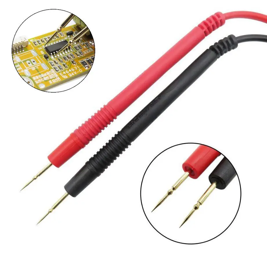 TKDMR Test Probe Leads for DMM Digital Multimeter Needle Point Gold