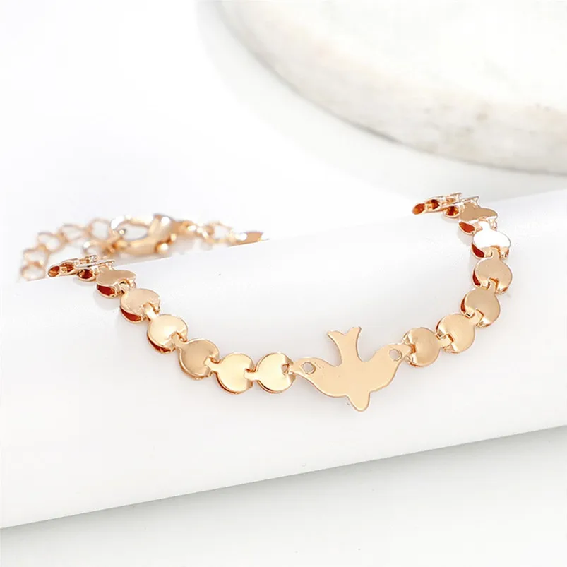 Geometric round chain round chain bird animal ankle chain bracelet acero inoxidable joyeria mujer luxury brand F14 (3)