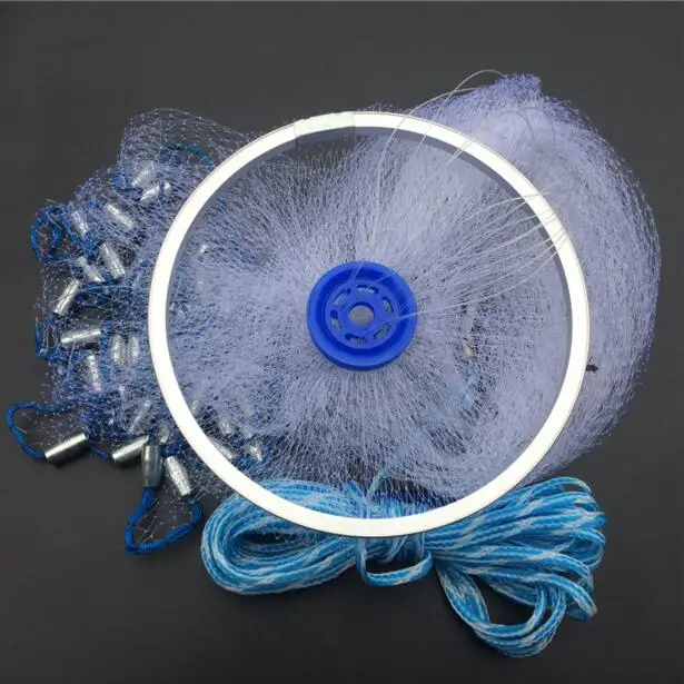 

American style cast net 2.4m -4.2m easy throw fly fishing net with ring small mesh outdoor sports hand throw catch fish network