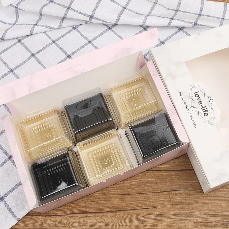 10pcs Candy Box With Window White&Pink Marbling Wedding Gift Box Mooncake Cookie Party Gift Cake Jewelry Packaging Box