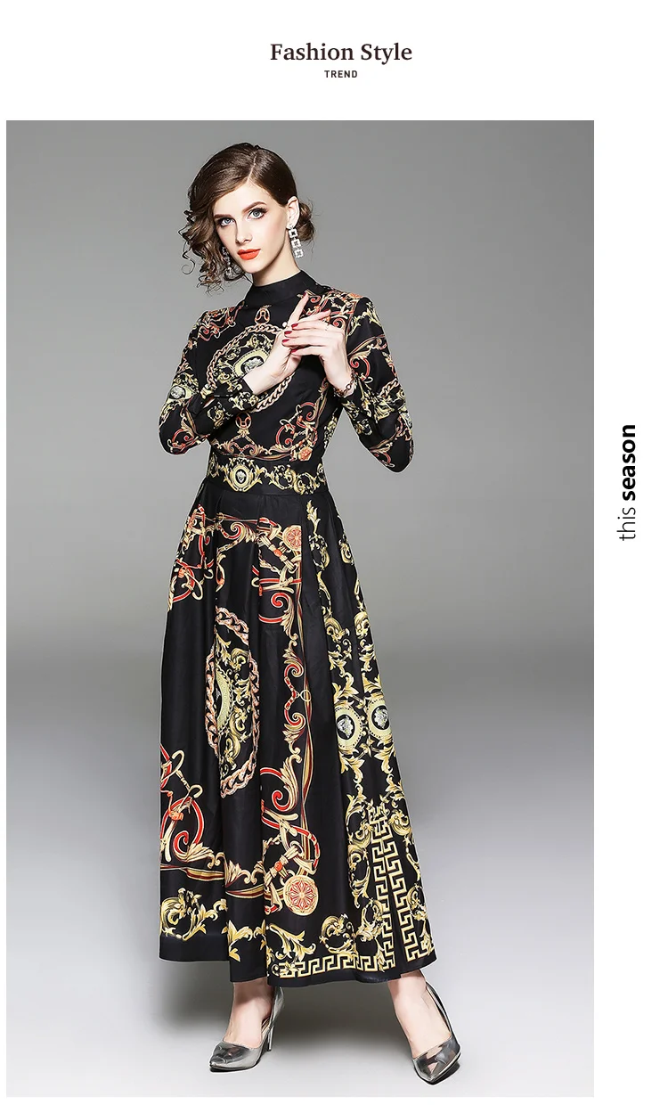 3359 Palace Vintage Dresses 50s 60s Retro Women Plus Size Luxury Baroque Black Floral Maxi Dress Elegant Formal Evening Party Dress 4