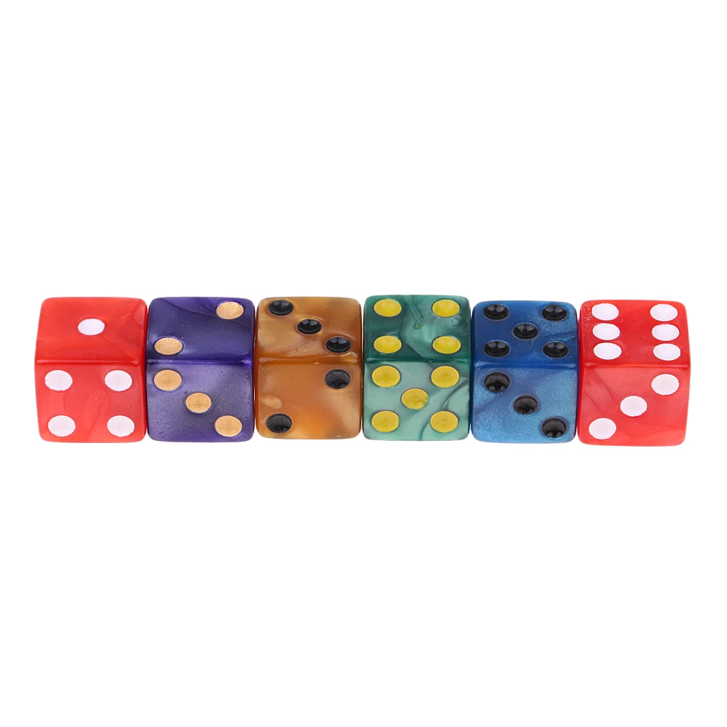 50x/Pack D6 Dice Spotted 5 Colors W Bag for Dungeons & Dragons Party Fun Toy Role Playing Game Dice