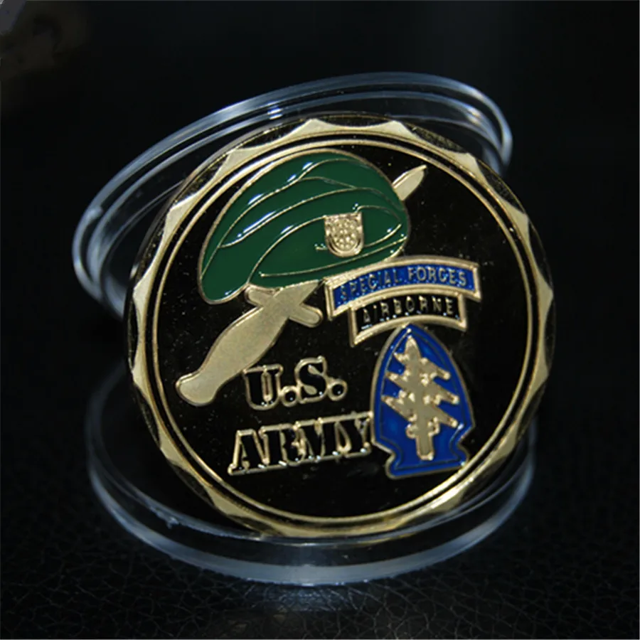 

ARMY AIRBORNE SPECIAL FORCES GREEN BERET MILITARY 1.75" CHALLENGE COIN