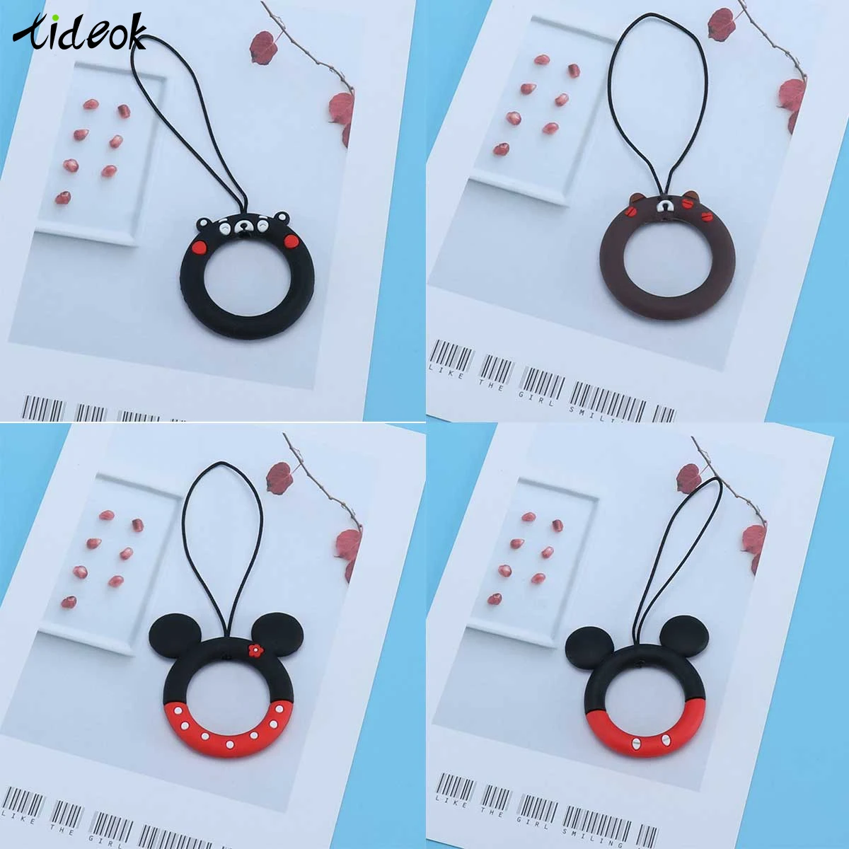 

Mobile Phone Ring Lanyard Donut Cartoon Silicone Circle Hand Rope Cartoon Cute U Disk Drop-Proof Doll Ring Buckle