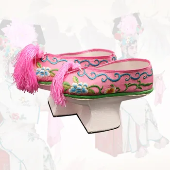 

Chinese Ancient Hanfu Shoes Hot Sale Yanxi TV Performance Women Embroidery Shoes Vintage Qing Dynasty Queen Princess Shoes