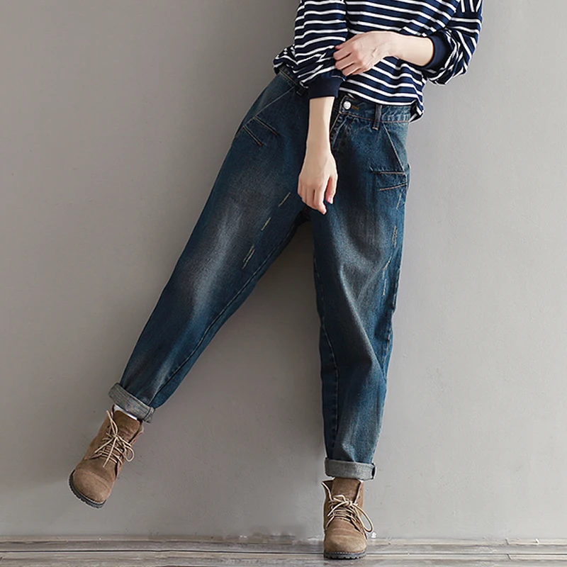 

2016 Jeans Women Harem Pants Casual Trousers Denim Pants Fashion Loose Vaqueros Vintage Harem Boyfriend Jeans Winter Big Size