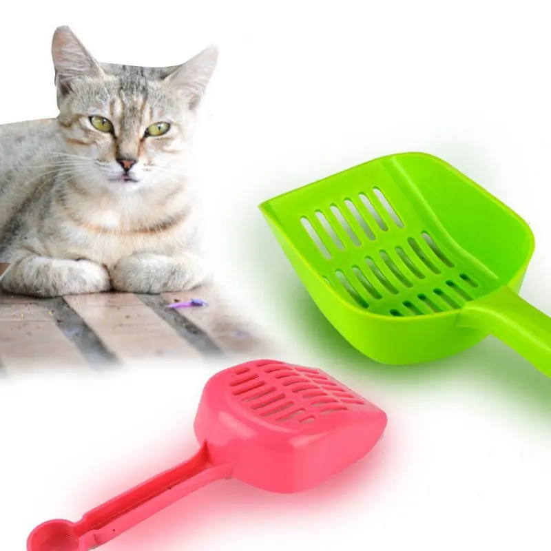 Random Color Kitten Sand Waste Scooper Shovel Plastic Litter Scoop Clean Tool for Pet Dog Cat